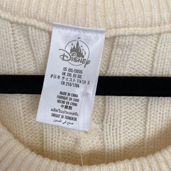NWT Disney Minnie Mouse Cream Cable Knit Sweater Unisex Size XXL - Flawed - Picture 5 of 9